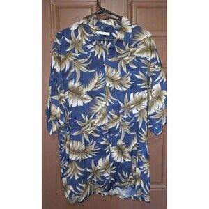Campia Men's XL Tropical Print Multicolor Rayon Lightweight Hawaiian Shirt Blue